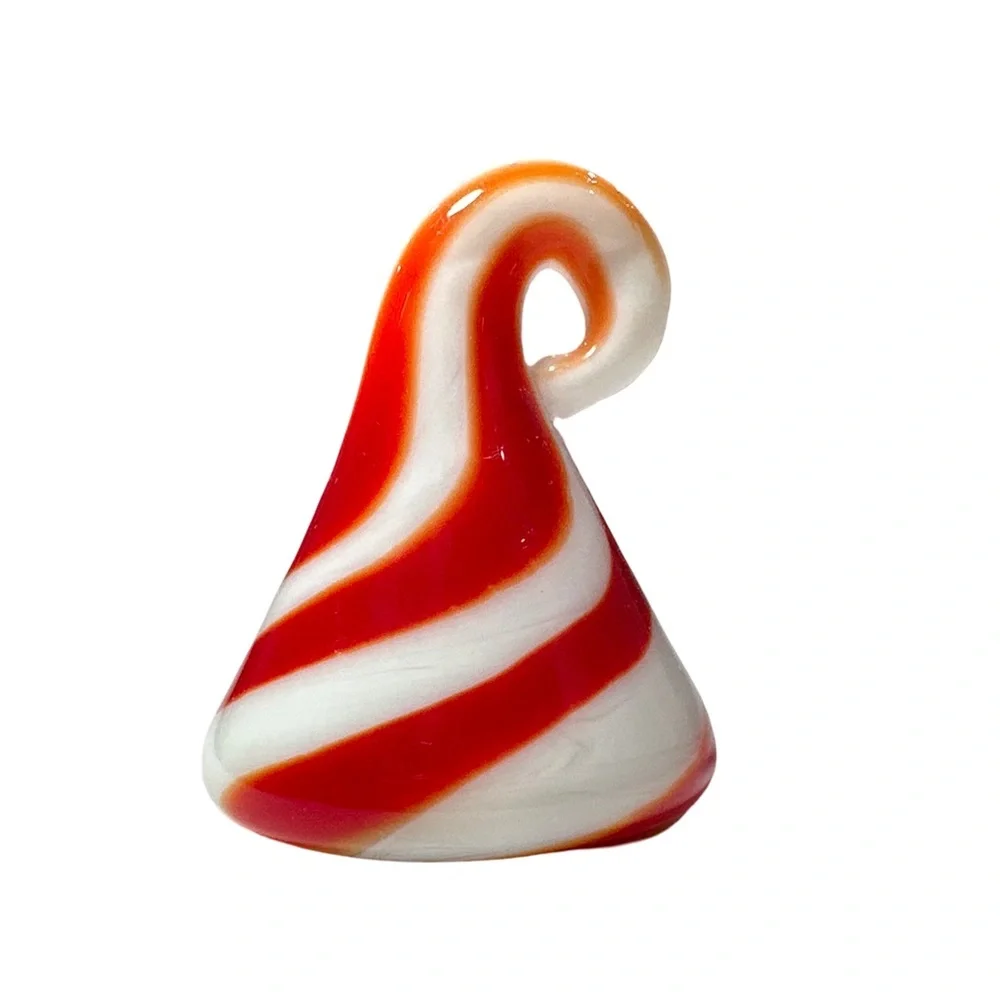 Murano Glass Red White Swirl Ornament Pendant